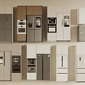 Various Modern Refrigerators And Freezers With Different Styles And Designs 3d model