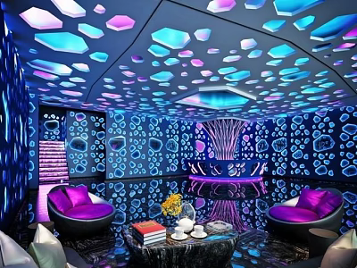 Elegant KTV Room Design With Vibrant Lighting Plush Seating And Modern Decorative Walls 3d model