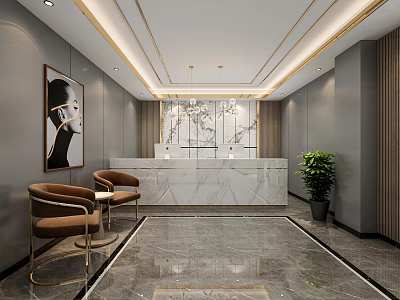 Light Luxury Front Desk Hotel Front Desk 3d model