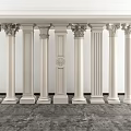 Roman Columns With Various Decorative White Marble Designs For Classical Interior Architecture 3d model