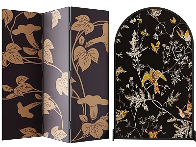 Decorative Screens With Floral And Bird Patterns 3d model