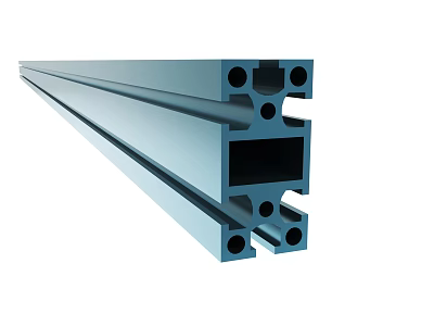 Blue Industrial Aluminum Extrusion Profile With Structural Holes And Slots 3d model