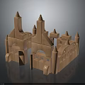 Wooden Building Blocks Toy for Children Featuring Castle Structure Arch and Spire Tops
