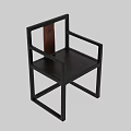 Modern Single Chair Design With Wooden Back Panel And Black Frame Details