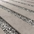 Elegant Garden Decor Design With Gray Concrete Strips And White Pebbles