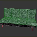 Gray Multi-Seat Sofa With Plaid Back And Seat Cushions On Metal Legs