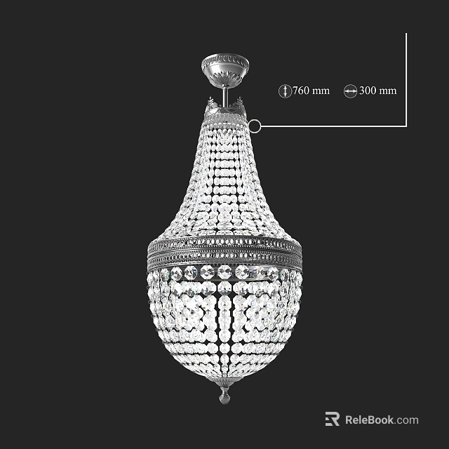 Elegant Crystal Chandelier Featuring Intricate Design and 750mm 350mm Dimensions 3d model 