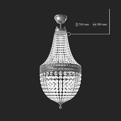 Elegant Crystal Chandelier Featuring Intricate Design and 750mm 350mm Dimensions 3d model