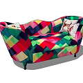 Colorful Diamond Pattern Two Seater Sofa With Modern Design And Decorative Cushions 3d model