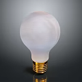 White Illuminated Bulb With Golden Screw Base On Gradient Gray Black Background