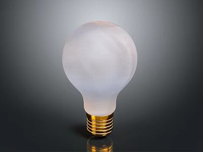 White Illuminated Bulb With Golden Screw Base On Gradient Gray Black Background 3d model