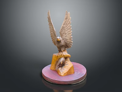 Eagle Sculpture Decorative Furniture Ornament With Spread Wings And Pink Base 3d model