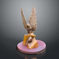 Eagle Sculpture Decorative Furniture Ornament With Spread Wings And Pink Base