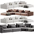 Different Sofa Designs In Beige Brown Grey With Pillows And Cozy Blankets 3d model