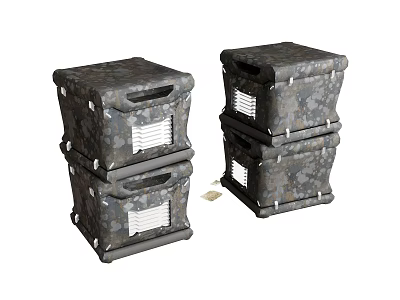 Stacked Camouflage Container Buildings With Vents And Metal Frames Design 3d model