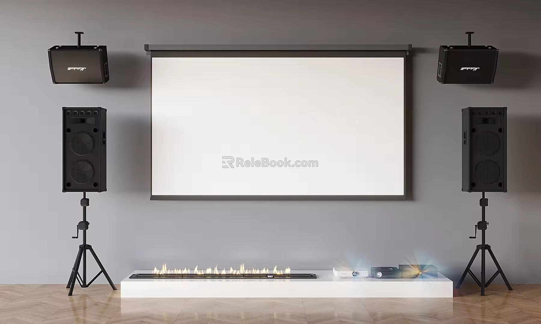 Projector Projection Curtain Wall-mounted Audio Bracket Audio Projection Equipment 3d model