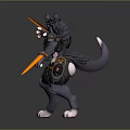 3D Armored Mechanical Wolf Game Character Holding Yellow Blades And White Claws