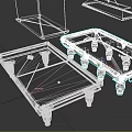 Sports Equipment Billiard Tables with Green Felt Surfaces Wooden Legs and Balls Cues Triangle Racks