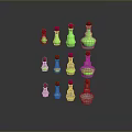 Silver Bottles with Red Caps Organized in Three Rows as Daily Living Supplies