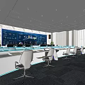 Modern Monitoring Room Command and Control Hall Monitoring Hall Dispatching Command Center Office Desk and Chair 3d model