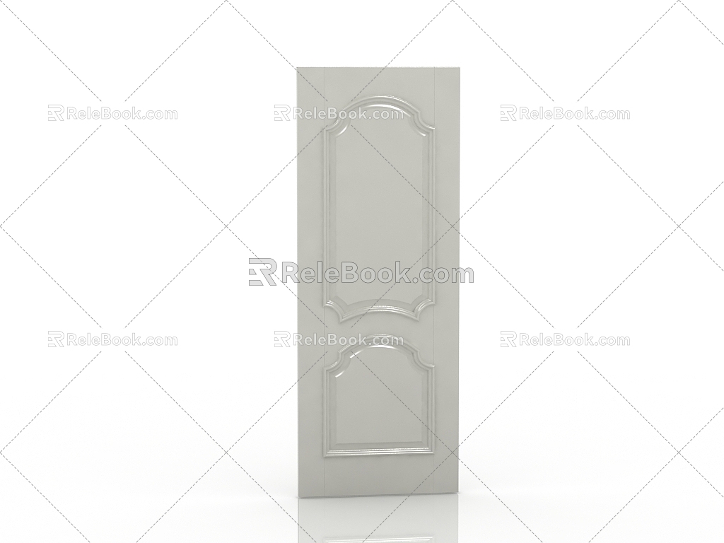 European-style solid wood door 3d model