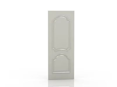 White Front Door With Symmetrical Arched Panel Design For Modern Home Entrance 3d model