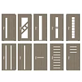 Various Modern Hinged Doors With Wooden Texture And Glass Panel Designs 3d model