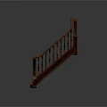 Wooden Staircase With Brown Handrail And White Baluster Decoration On Dark Steps