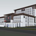 Modern Hospital Building Exterior With Green Landscaped Surroundings And Glass Windows