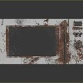 Rusty White Computerized Microwave Oven With Cracked Screen And Red Rust Spots 3d model