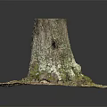 Natural Rustic Wooden Stump Decorative Piece With Stone Base Hole Moss And Leaves