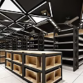 Modern Supermarket Department Store Interior with Organized Shelves and Bright Lighting Design