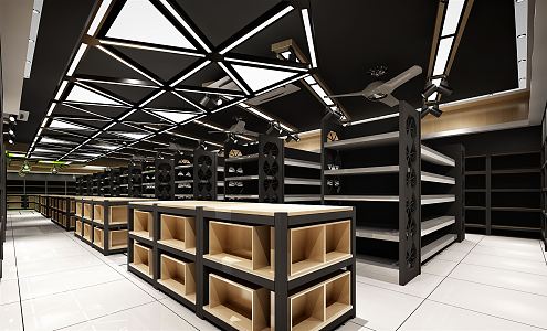 modern supermarket shelves 3d model