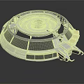 Detailed Futuristic Circular Metallic Structure With Ring Layers And Mechanical Arms