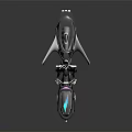 Futuristic Black Motorcycle With Sleek Design Blue Glowing Accents And Sci Fi Rider