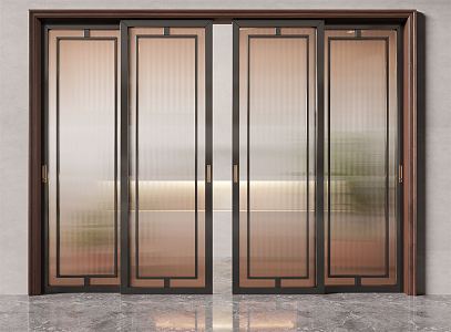 New Chinese style sliding door Changhong glass sliding door 3d model