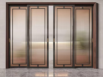 New Chinese style sliding door Changhong glass sliding door 3d model