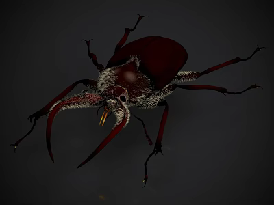 3D Rendered Reptile With Red Body And Sharp Claws On Dark Background 3d model