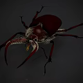 3D Rendered Reptile With Red Body And Sharp Claws On Dark Background