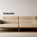 Modern Beige Two Seater Sofa By Molteni&C With Walnut Frame 3d model