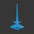 Blue 3D Model of Winged Aquatic Creature Streamlined Body Textured Surface and Dark Background Reflection