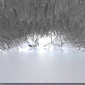 Cartoon Scene Of Magical Blue Ice Cave With Shimmering Ice Crystals And Glowing Light Rays