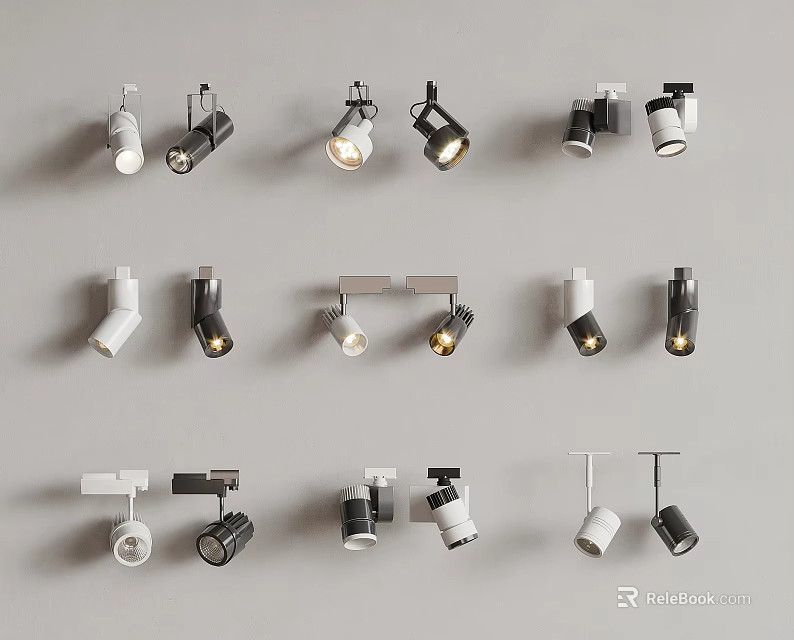 Modern Indoor Spotlights With Black And White Designs For Home Lighting 3d model 