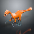 3D Rendered Orange Feathered Dinosaur like Creature With Blue Claws And Sharp Teeth