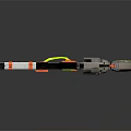 3D Rendered Revolver With Orange Gray Body Green Dotted Grip Warning Label And Reflective Surface