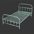 Vintage White Metal Double Bed Frame With Distressed Railings And Rustic Design