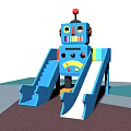 Robot Shaped Playground Equipment With Blue Red Yellow Slides In Park