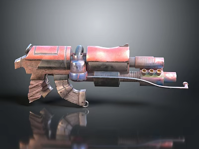 Futuristic Science Fiction Weapon With Red Metallic Components And Detailed Structure 3d model