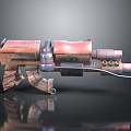 Futuristic Science Fiction Weapon With Red Metallic Components And Detailed Structure