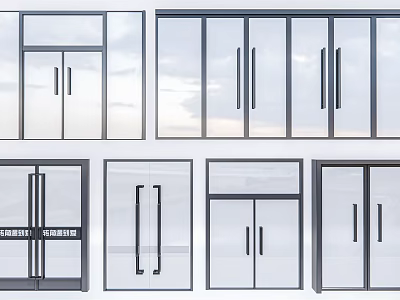 Various Modern Glass Door Designs With Different Handle And Frame Styles 3d model